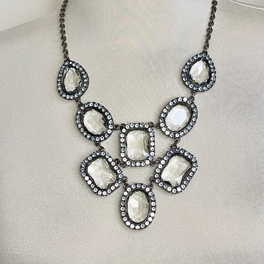 HTF J.Crew Cascading Crystal Statement Necklace - Picture 7 of 15